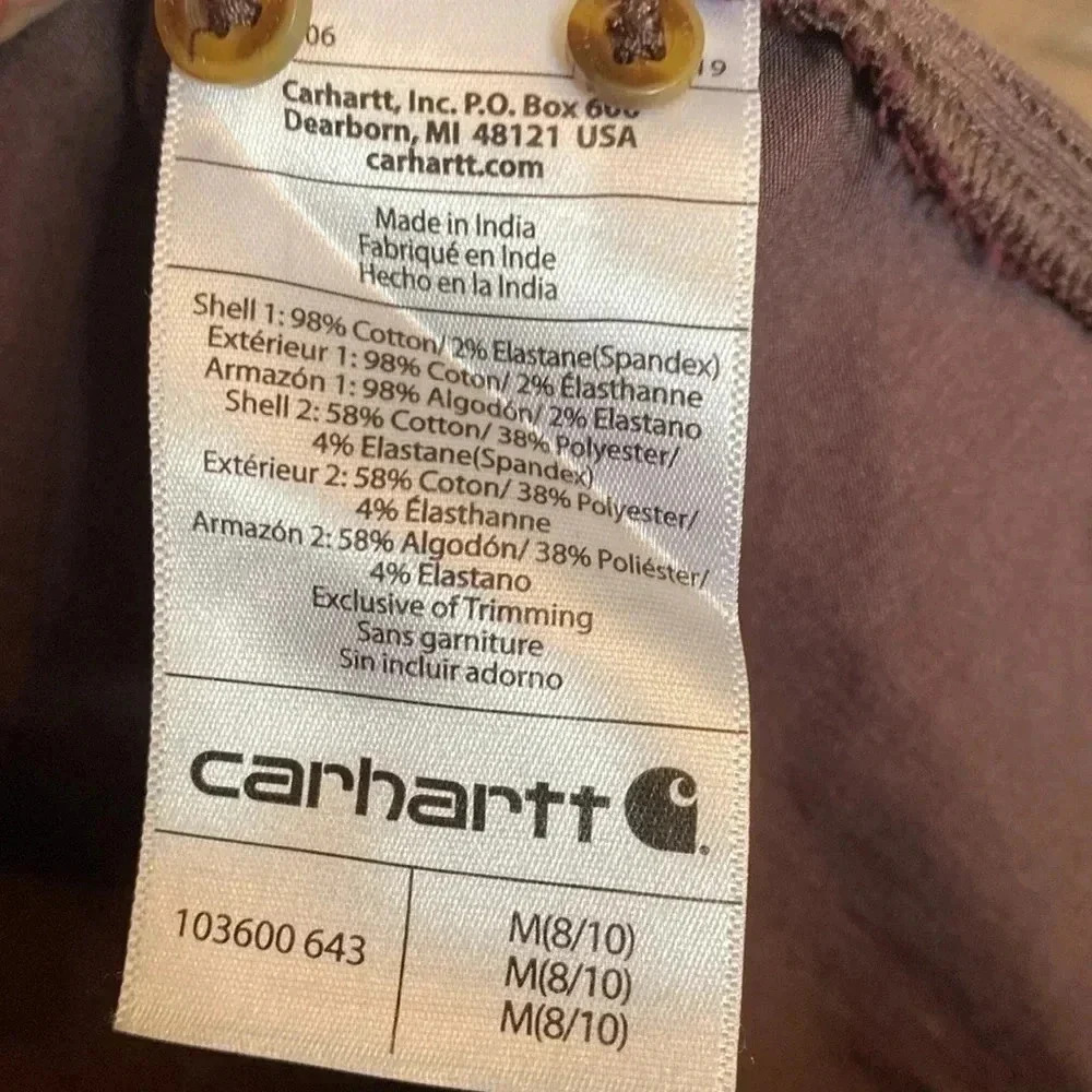 Carhartt women’s brown button down collard shirt - size medium 8/10 - Picture 5 of 8